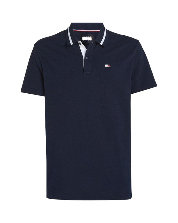 TOMMY HILFIGER MENS COLLAR BRANDED POLO SHIRT NAVY-Designer Outlet Sales