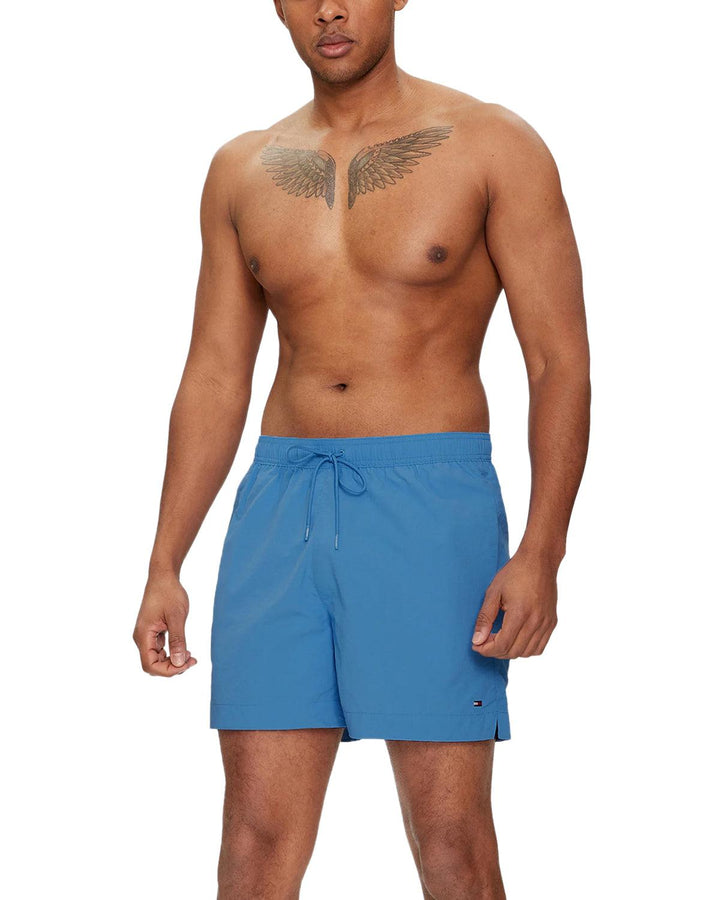 TOMMY HILFIGER MENS ESSENTIAL MID LENGTH SWIM SHORTS BLUE SPELL-Designer Outlet Sales