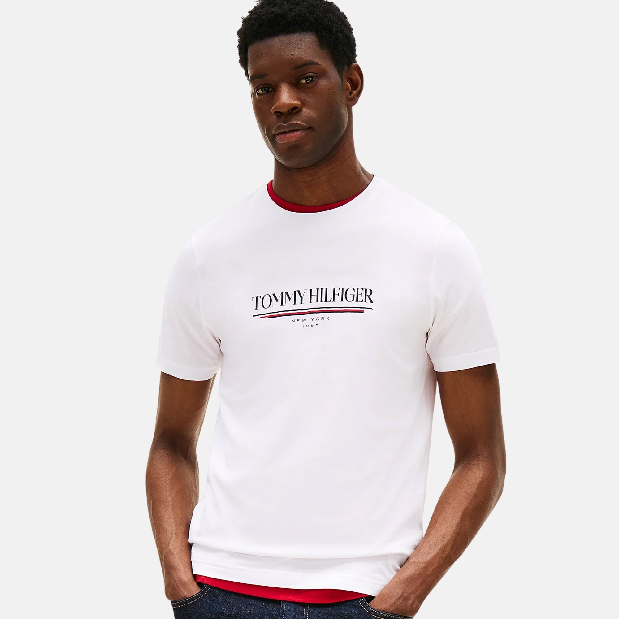 Tommy Hilfiger Mens Logo Crew Graphic T-Shirt White – SPR247-S | Studio DOS by Designer Outlet Sales