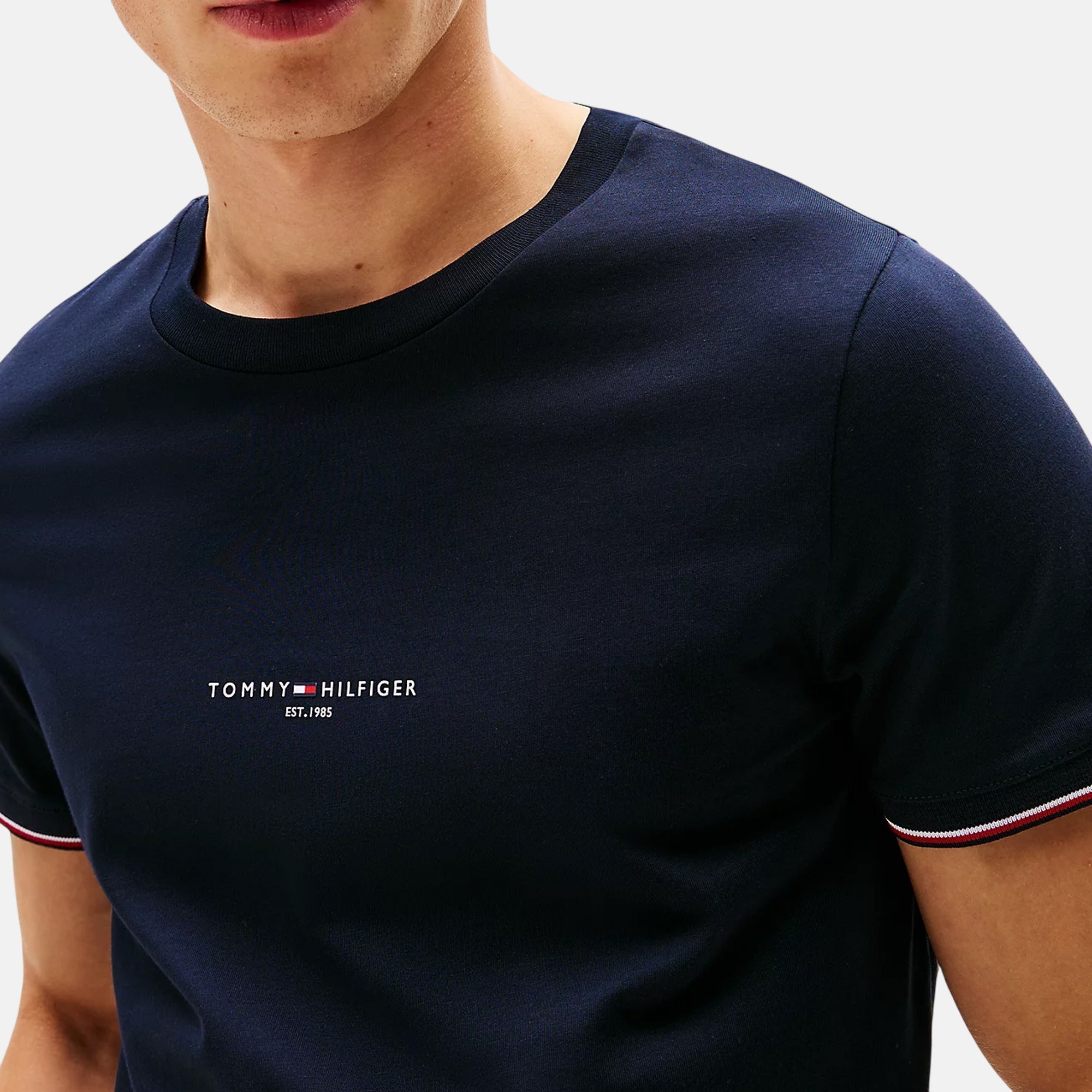 Tommy Hilfiger Mens Slim Knit Tipped T-Shirt Navy Blue – SPR250-S | Studio DOS by Designer Outlet Sales