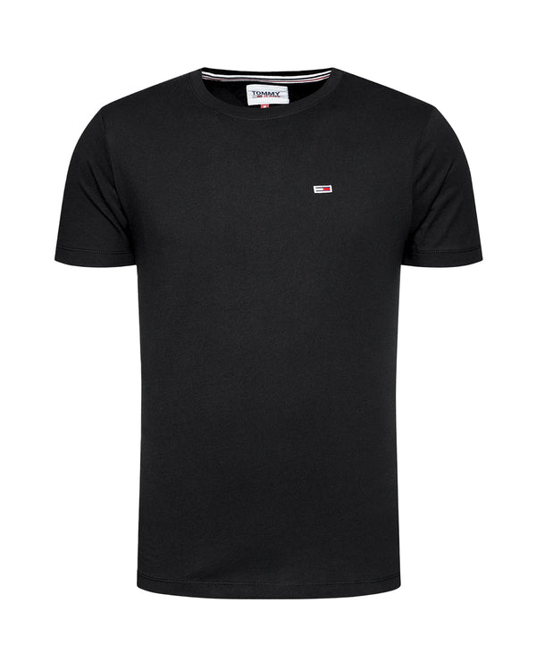 TOMMY HILFIGER MENS TJ CLASSIC FLAG BADGE T-SHIRT BLACK-Designer Outlet Sales