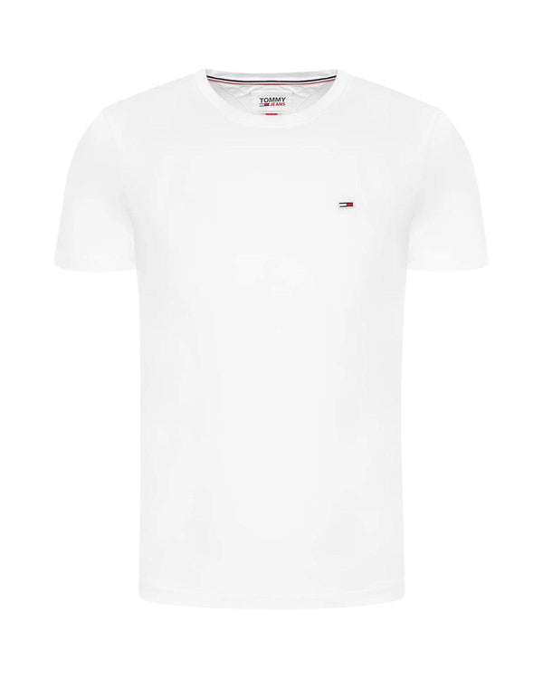 TOMMY HILFIGER MENS TJ CLASSIC FLAG BADGE T-SHIRT WHITE-Designer Outlet Sales