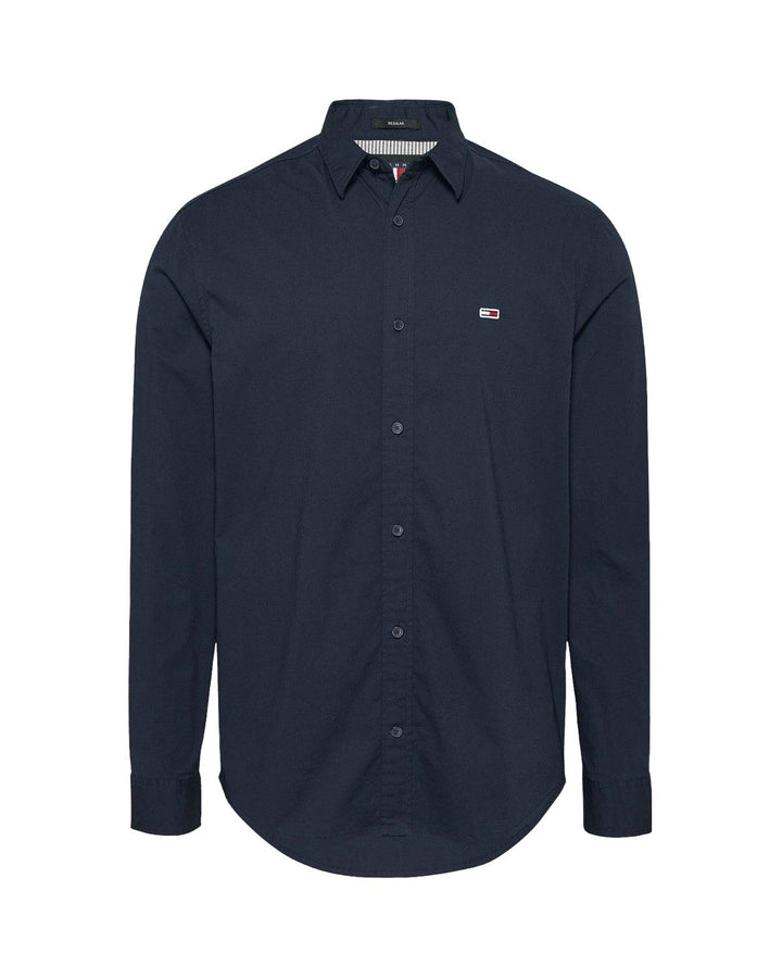 TOMMY HILFIGER MENS TJ ENTRY STRETCH COTTON SHIRT NAVY-Designer Outlet Sales