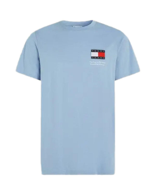 TOMMY HILFIGER MENS TJ ESSENTIAL SLIM FIT FLAG LOGO T-SHIRT MODERATE BLUE-Designer Outlet Sales