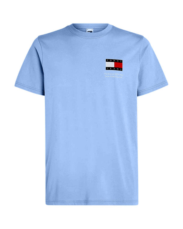 TOMMY HILFIGER MENS TJ ESSENTIAL SLIM FIT FLAG LOGO T-SHIRT SKY CLOUD-Designer Outlet Sales