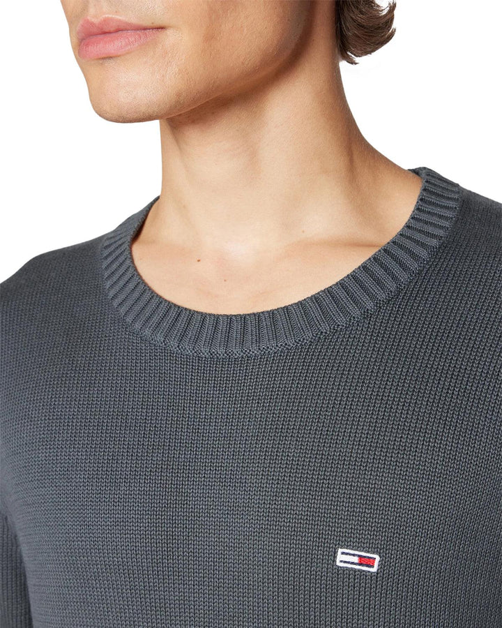 TOMMY HILFIGER MENS TJ FLAG EMBROIDERY COTTON KNIT CHARCOAL-Designer Outlet Sales