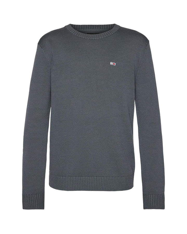 TOMMY HILFIGER MENS TJ FLAG EMBROIDERY COTTON KNIT CHARCOAL-Designer Outlet Sales