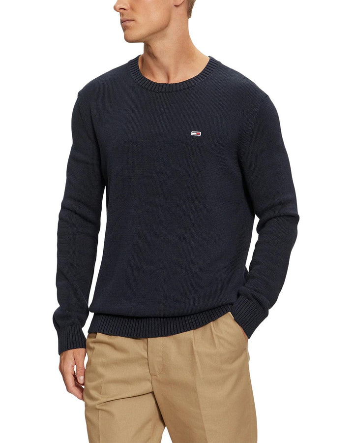 TOMMY HILFIGER MENS TJ FLAG EMBROIDERY COTTON KNIT NAVY-Designer Outlet Sales