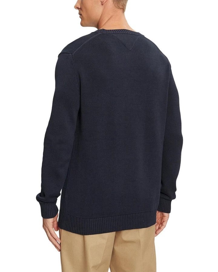 TOMMY HILFIGER MENS TJ FLAG EMBROIDERY COTTON KNIT NAVY-Designer Outlet Sales