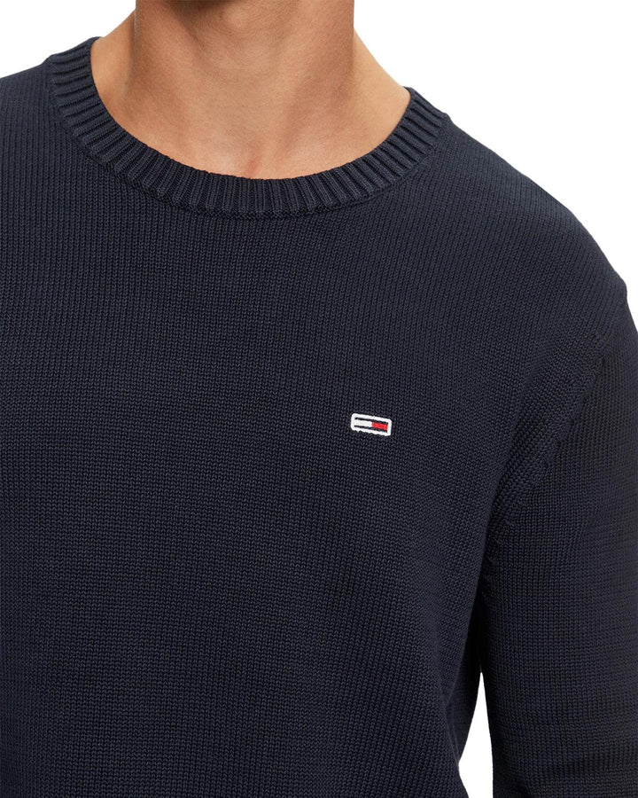 TOMMY HILFIGER MENS TJ FLAG EMBROIDERY COTTON KNIT NAVY-Designer Outlet Sales