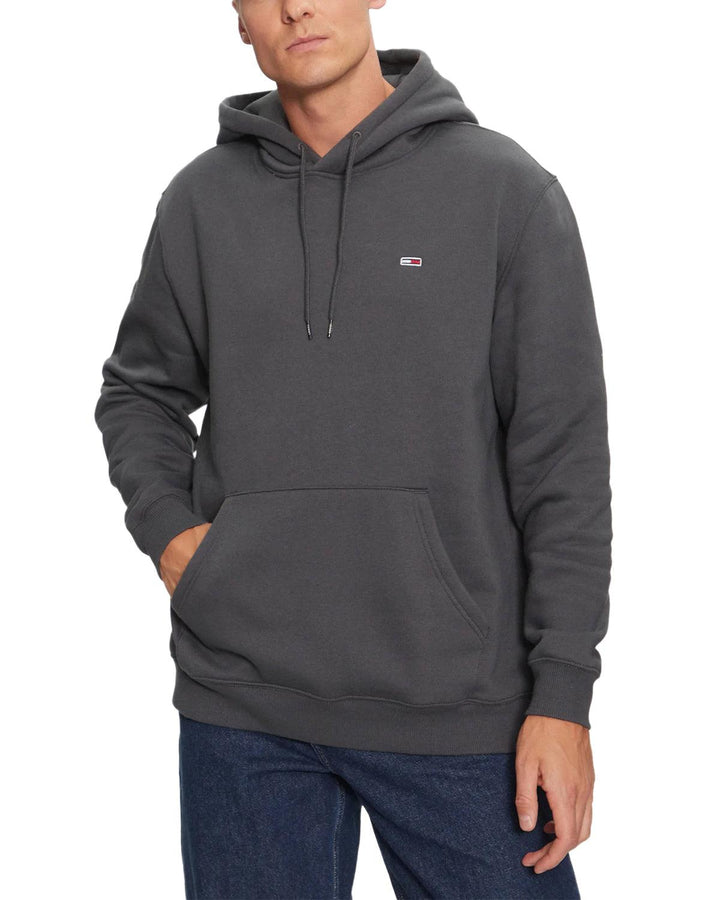 TOMMY HILFIGER MENS TJ FLAG EMBROIDERY HOODIE CHARCOAL-Designer Outlet Sales