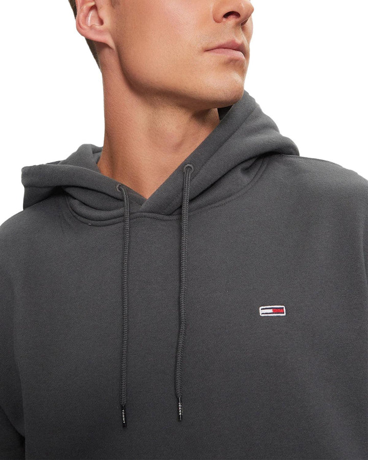 TOMMY HILFIGER MENS TJ FLAG EMBROIDERY HOODIE CHARCOAL-Designer Outlet Sales