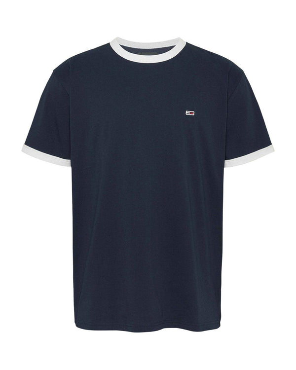 TOMMY HILFIGER MENS TJ FLAG RINGER SLIM T-SHIRT NAVY-Designer Outlet Sales