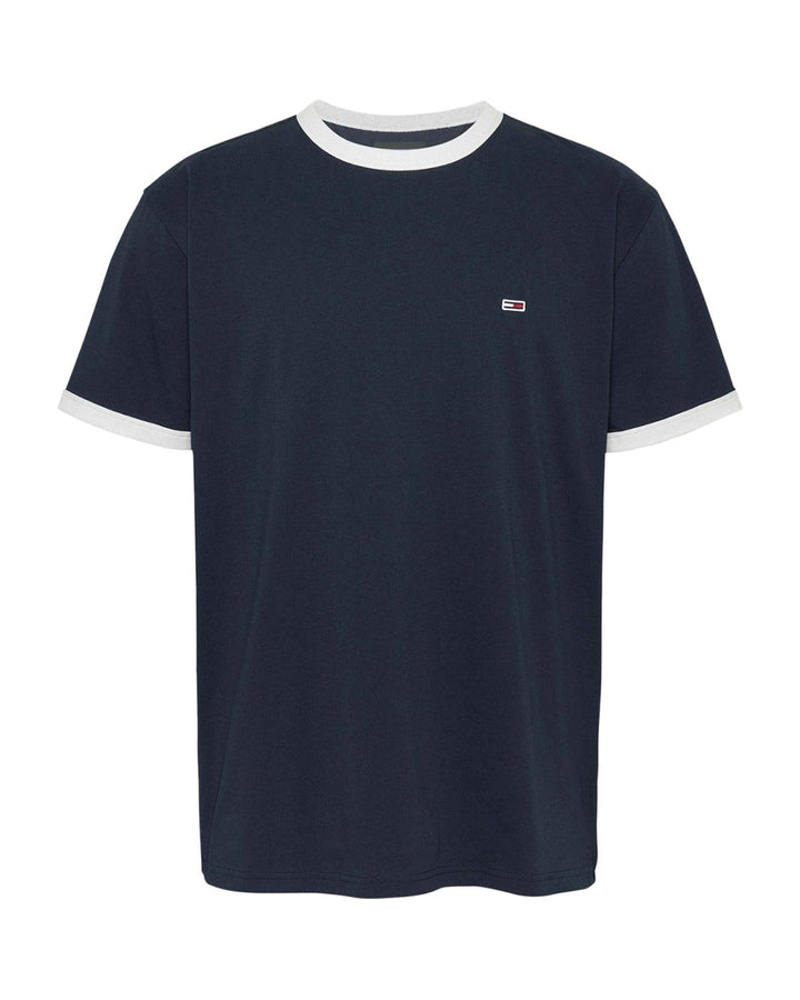 TOMMY HILFIGER MENS TJ FLAG RINGER SLIM T-SHIRT NAVY-Designer Outlet Sales