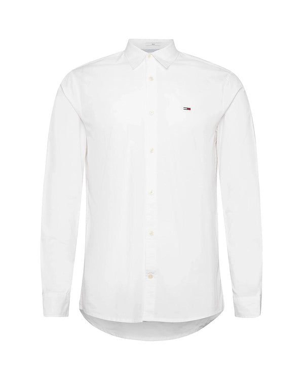 TOMMY HILFIGER MENS TJ FLEX COTTON POPLIN SHIRT WHITE-Designer Outlet Sales