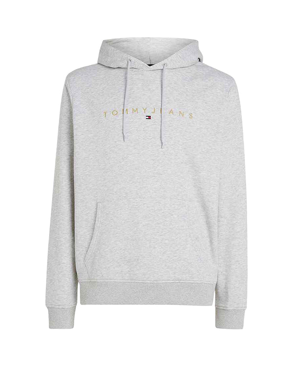 TOMMY HILFIGER MENS TJ LINEAR GOLD HOODIE SILVER GREY-Designer Outlet Sales