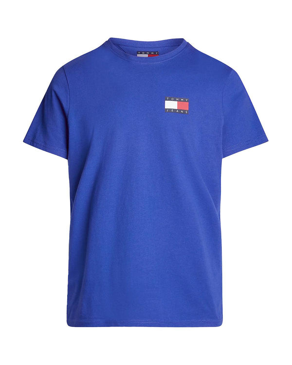 TOMMY HILFIGER MENS TJ LOGO SLIM T-SHIRT BRIGHT BLUE-Designer Outlet Sales