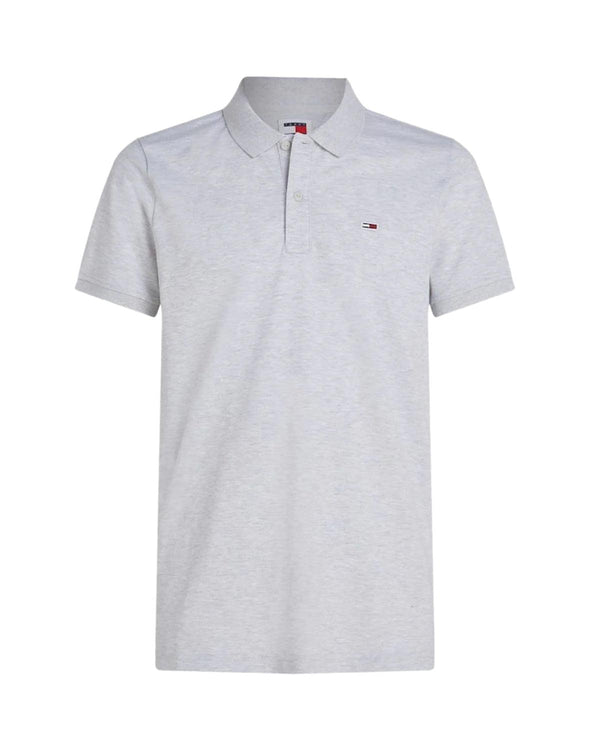 TOMMY HILFIGER MENS TJ ORIGINAL SLIM POLO SHIRT SILVER GREY-Designer Outlet Sales