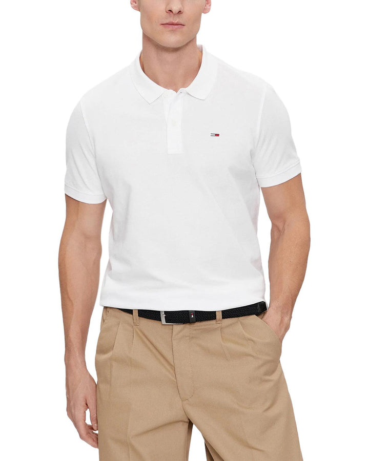 TOMMY HILFIGER MENS TJ ORIGINAL SLIM POLO SHIRT WHITE-Designer Outlet Sales