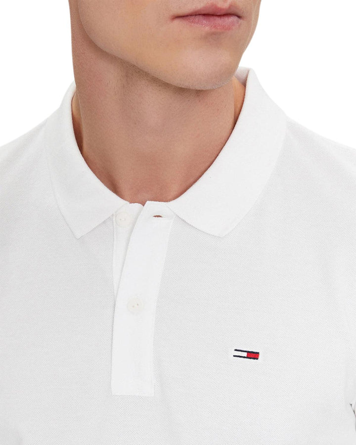 TOMMY HILFIGER MENS TJ ORIGINAL SLIM POLO SHIRT WHITE-Designer Outlet Sales