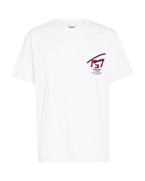 TOMMY HILFIGER MENS TJ SIGNATURE BACK LOGO T-SHIRT ANCIENT WHITE-Designer Outlet Sales