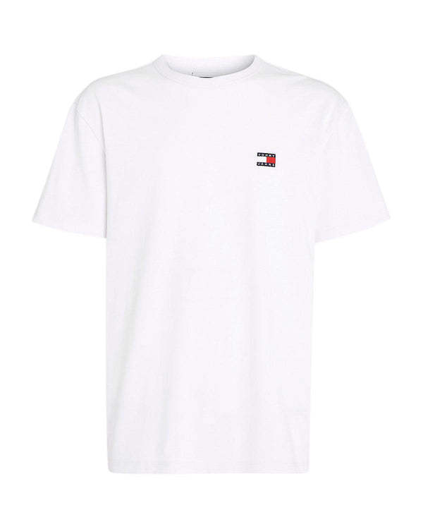 TOMMY HILFIGER MENS TOMMY BADGE T-SHIRT WHITE-Designer Outlet Sales