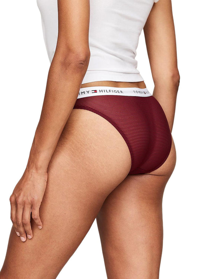 TOMMY HILFIGER WOMENS 3 PACK MESH BRIEFS PINK DEEP ROUGE CRIMSON-Designer Outlet Sales