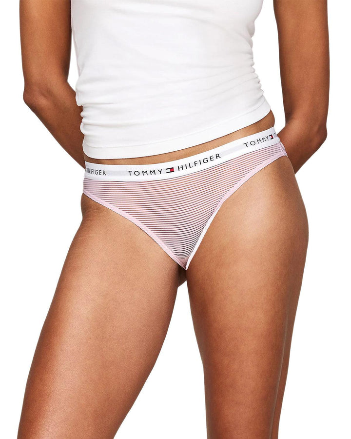 TOMMY HILFIGER WOMENS 3 PACK MESH BRIEFS PINK DEEP ROUGE CRIMSON-Designer Outlet Sales