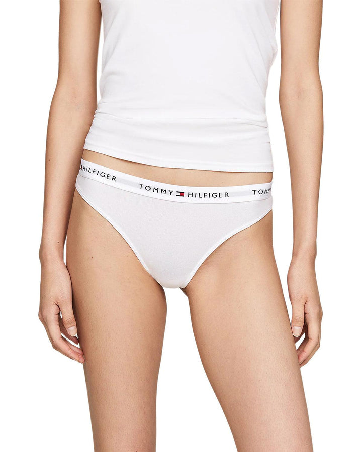 TOMMY HILFIGER WOMENS 3 PACK THONGS BLACK WHITE GREY-Designer Outlet Sales