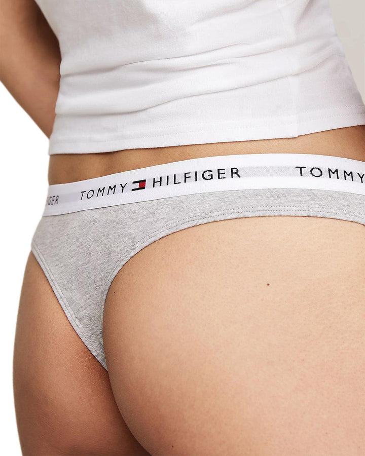 TOMMY HILFIGER WOMENS 3 PACK THONGS BLACK WHITE GREY-Designer Outlet Sales