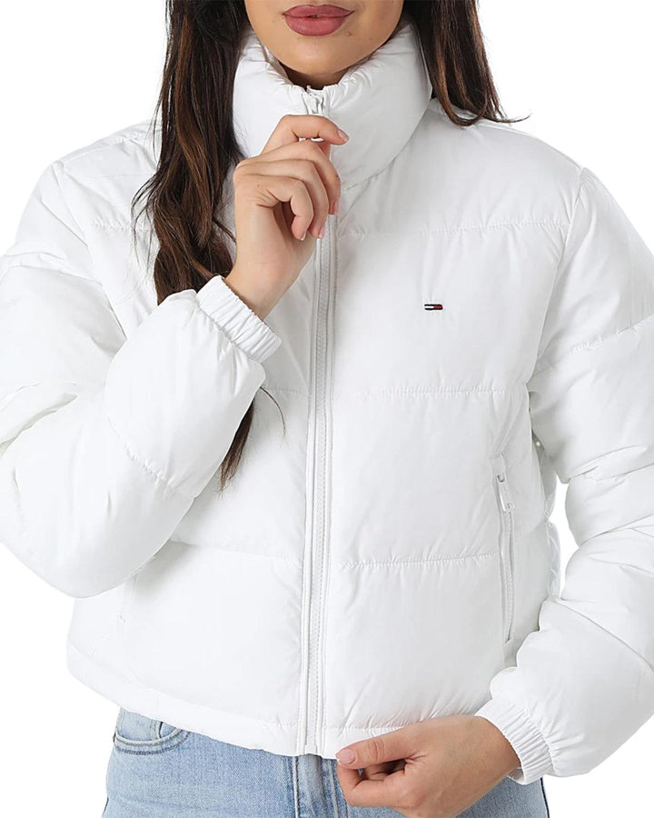 TOMMY HILFIGER WOMENS TJW CRP ESSENTIAL PUFFA JACKET WHITE-Designer Outlet Sales