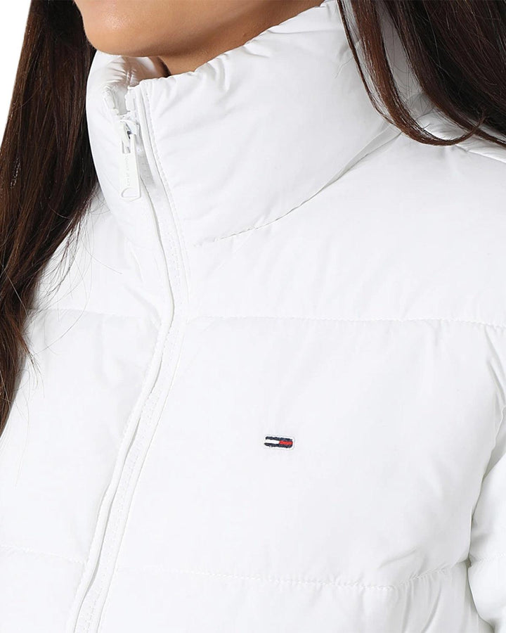 TOMMY HILFIGER WOMENS TJW CRP ESSENTIAL PUFFA JACKET WHITE-Designer Outlet Sales