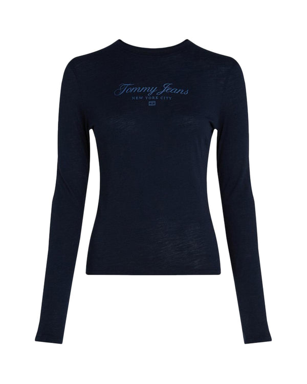 TOMMY HILFIGER WOMENS TJW PREP LUXE LS T-SHIRT DARK NIGHT NAVY-Designer Outlet Sales