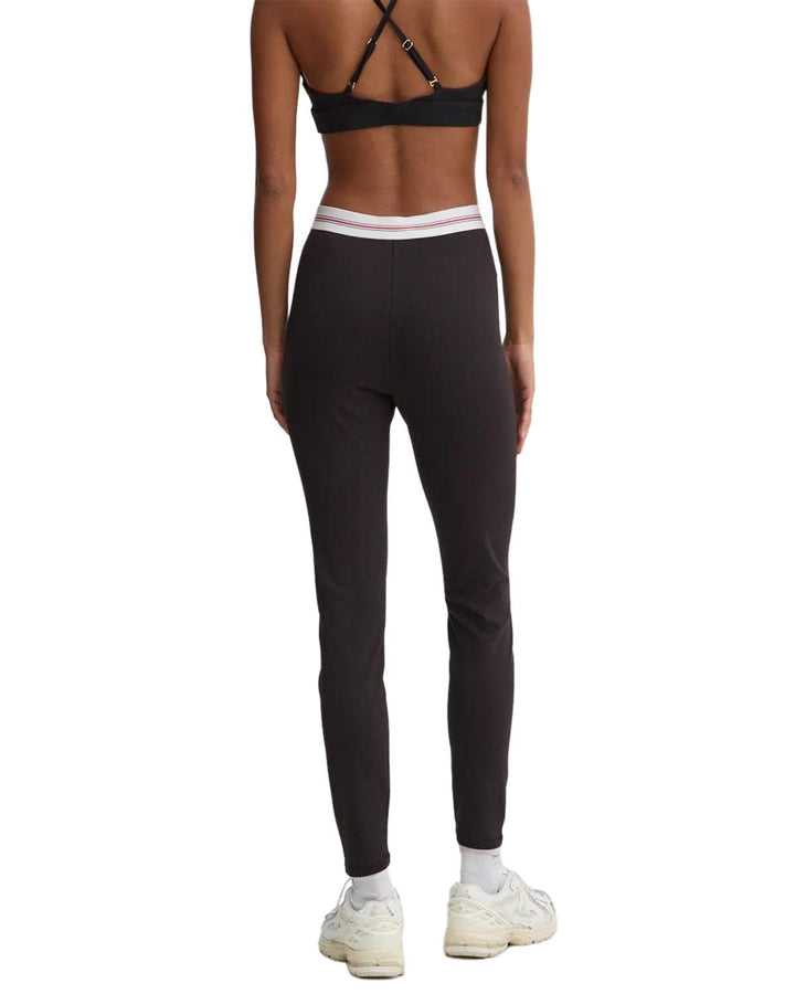 TOMMY HILFIGER WOMENS TJW SIGNATURE TAPPING LEGGINGS BLACK-Designer Outlet Sales