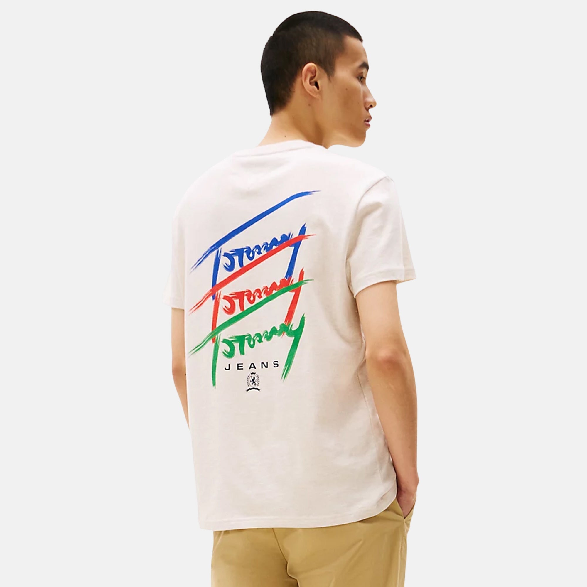 Tommy Jeans Mens 3 Colour Twisted Logo T-Shirt Oat Marl Heather – SS25292-S | Studio DOS by Designer Outlet Sales