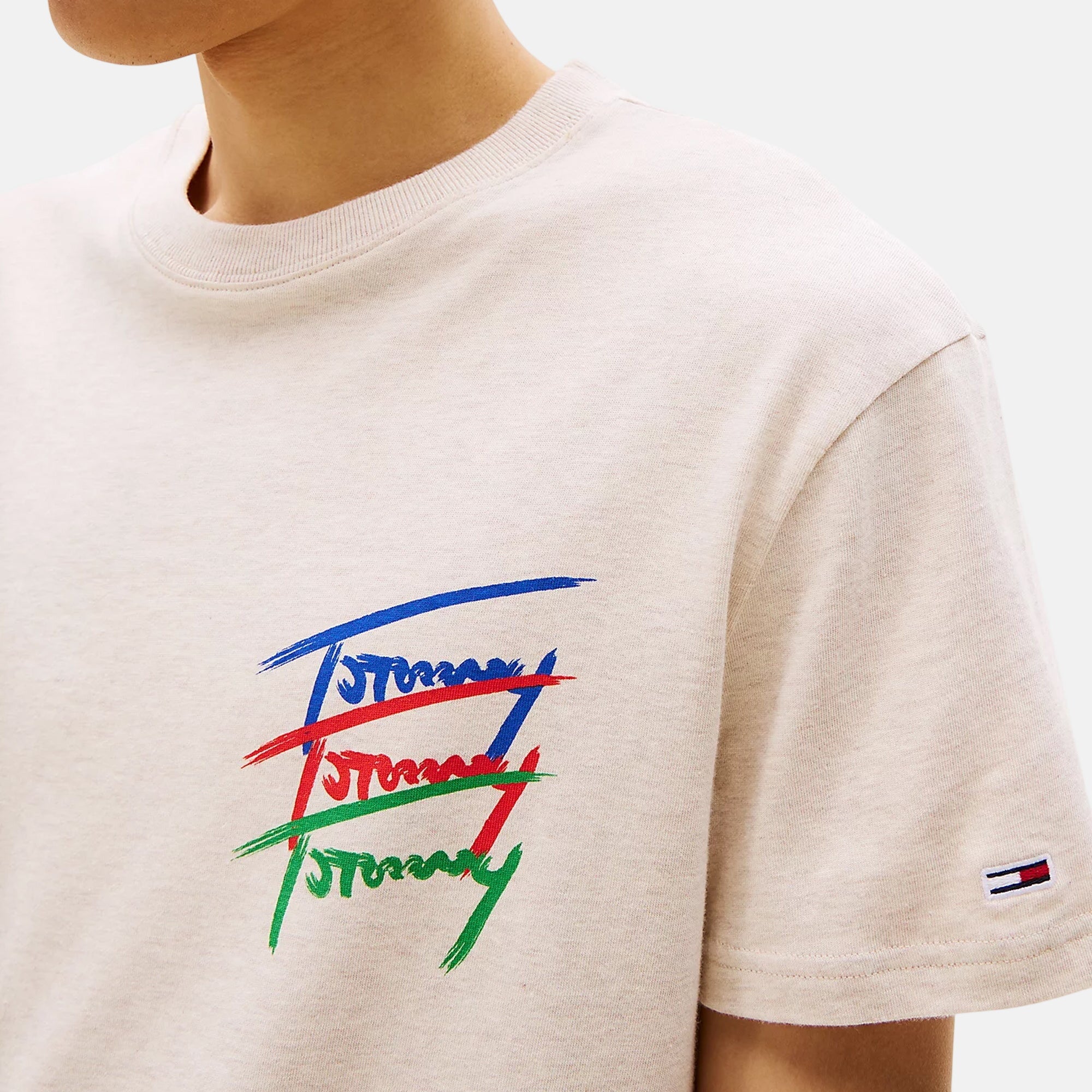 Tommy Jeans Mens 3 Colour Twisted Logo T-Shirt Oat Marl Heather – SS25292-S | Studio DOS by Designer Outlet Sales