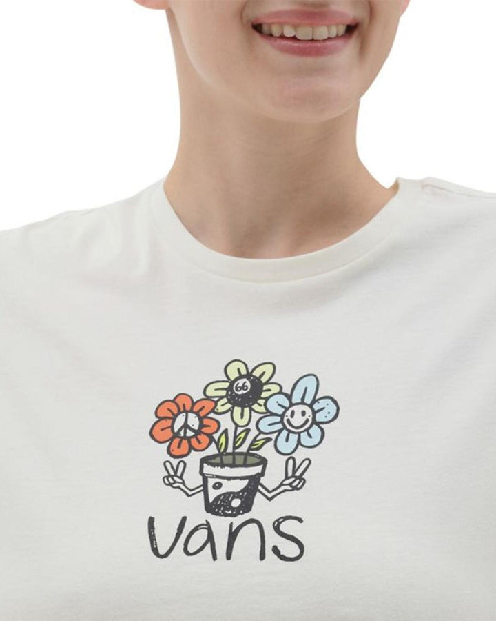 VANS WOMENS PEACE POT CROP T-SHIRT MARSHMALLOW-Designer Outlet Sales