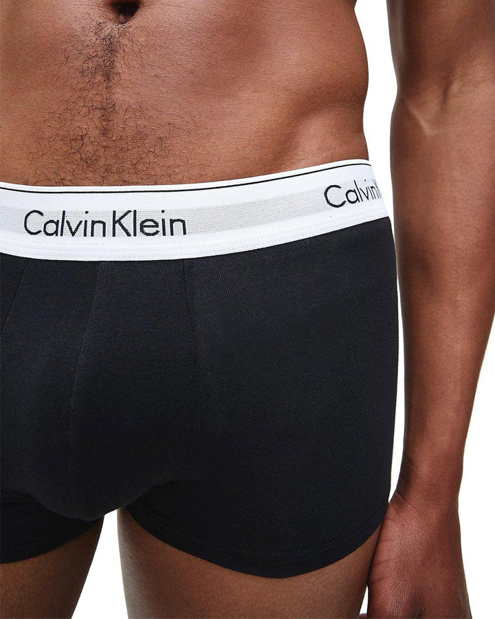 CALVIN KLEIN MENS 3 PACK LOW RISE TRUNKS BLACK WHITE-Designer Outlet Sales