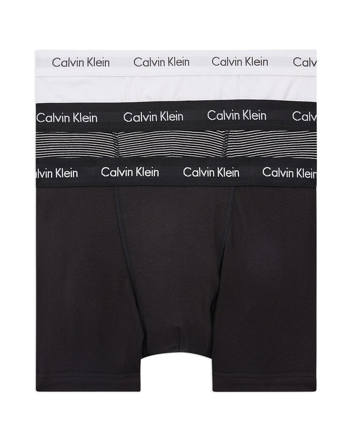 CALVIN KLEIN MENS 3 PACK TRUNKS BLACK WHITE STRIPED-Designer Outlet Sales