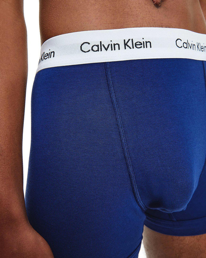 CALVIN KLEIN MENS 3 PACK TRUNKS RED WHITE PYRO BLUE-Designer Outlet Sales
