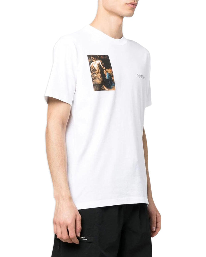 OFF-WHITE MENS CARAVAGGIO LUTE T-SHIRT WHITE-Designer Outlet Sales