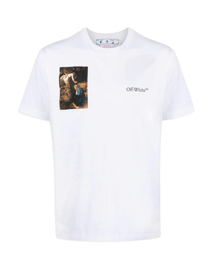 OFF-WHITE MENS CARAVAGGIO LUTE T-SHIRT WHITE-Designer Outlet Sales