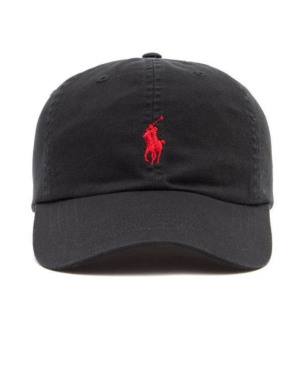 RALPH LAUREN COTTON BASEBALL CAP BLACK RED-Designer Outlet Sales