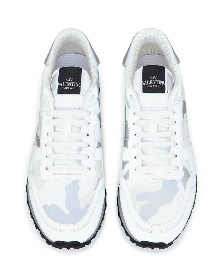 VALENTINO MENS CAMOUFLAGE ROCKRUNNER TRAINERS WHITE MULTICOLOUR-Designer Outlet Sales