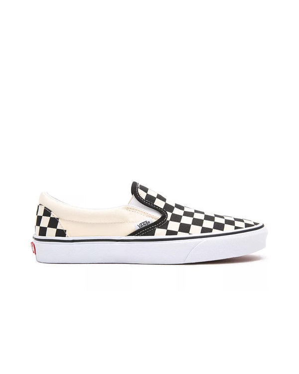 VANS CHECKERBOARD CLASSIC SLIP-ON TRAINERS BLACK WHITE-Designer Outlet Sales